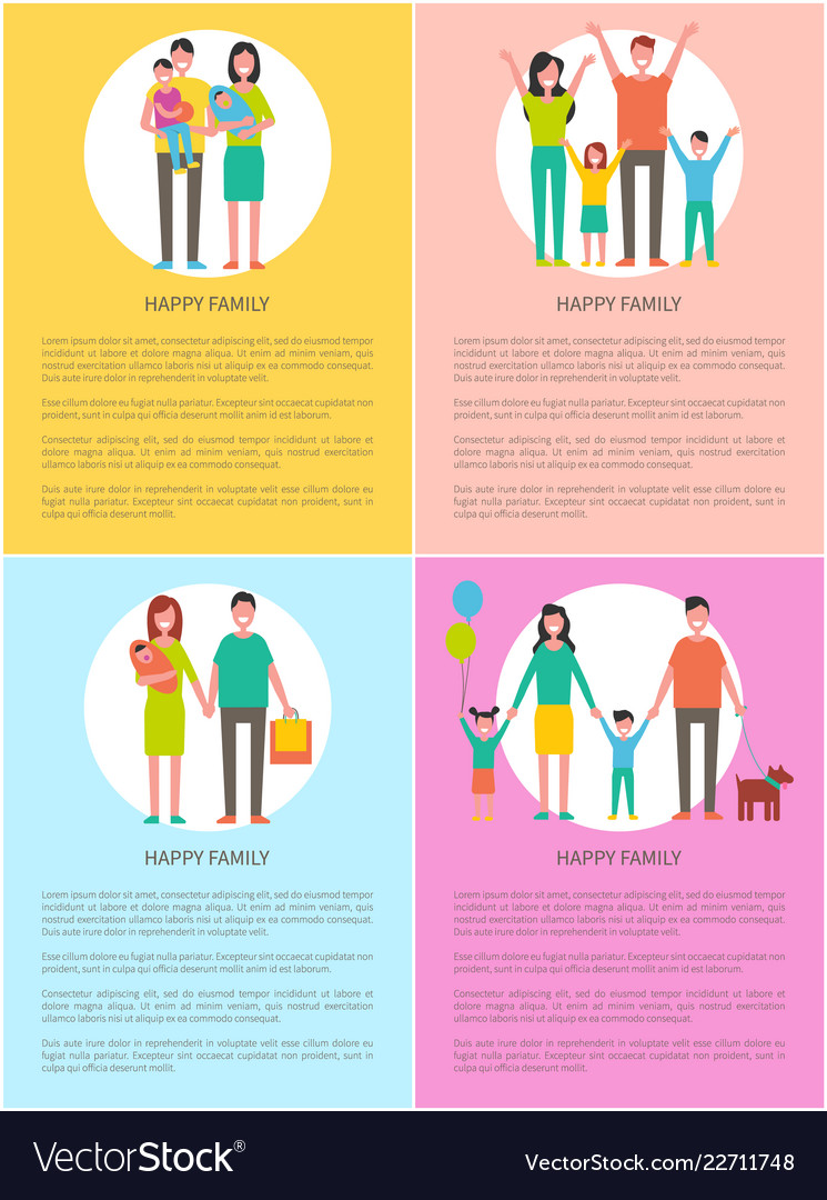 Happy family set posters Royalty Free Vector Image