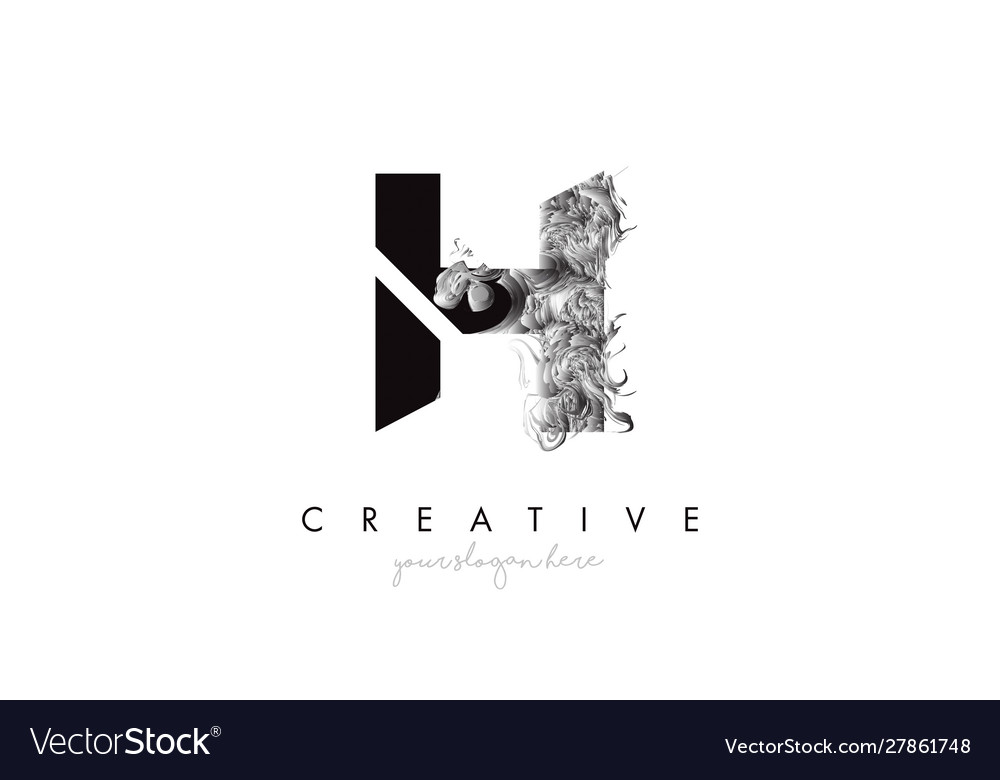 Letter h logo design icon with artistic grunge