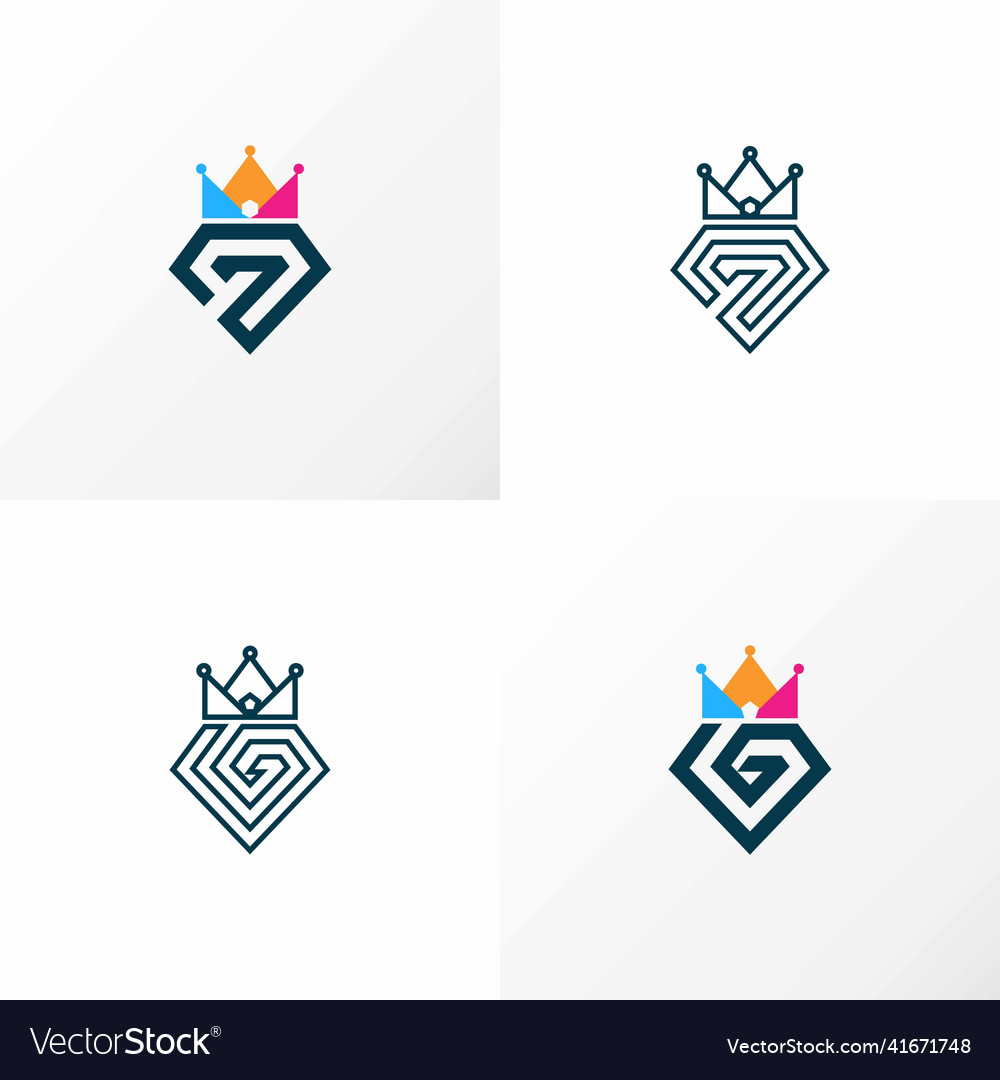 Simple crown and pentagon like letter g font logo Vector Image