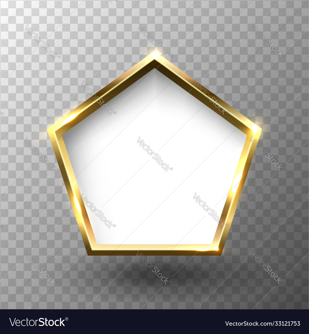 Abstract shiny golden pentagon frame with white Vector Image