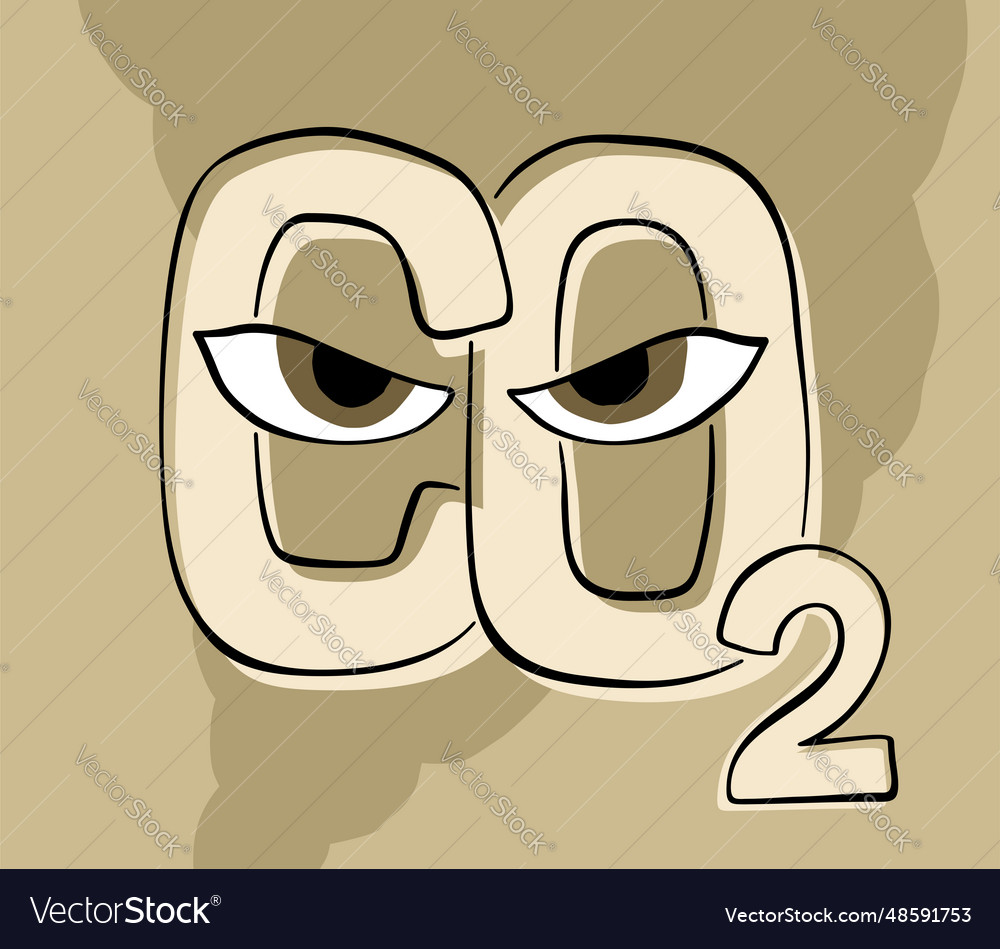 Co2 emissions cartoon person with smoke Royalty Free Vector