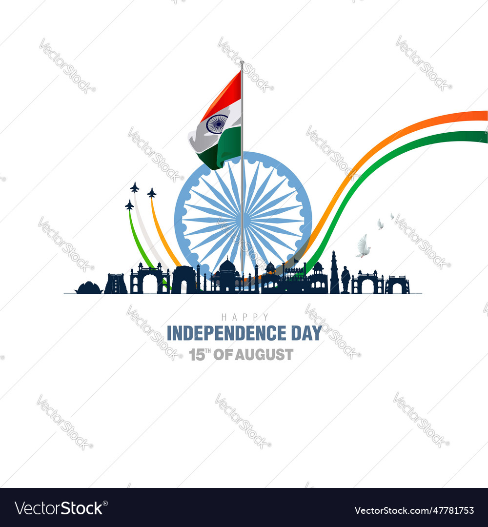 Happy independence day india ashoka chakra Vector Image