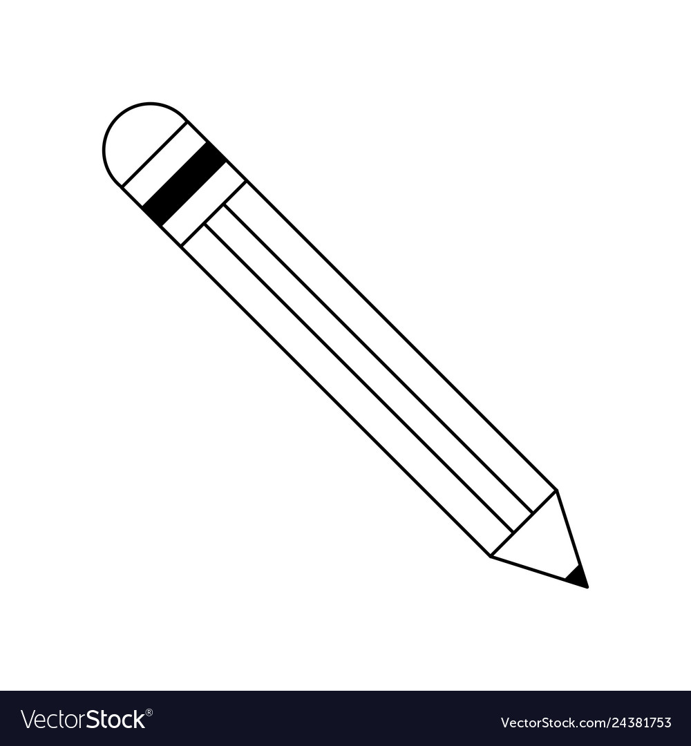 Pencil school write utensil in black and white Vector Image