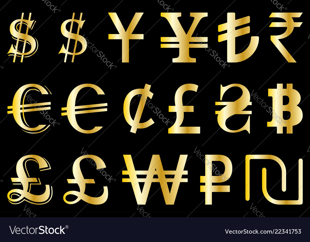 Set symbols of the leading world currencies Vector Image