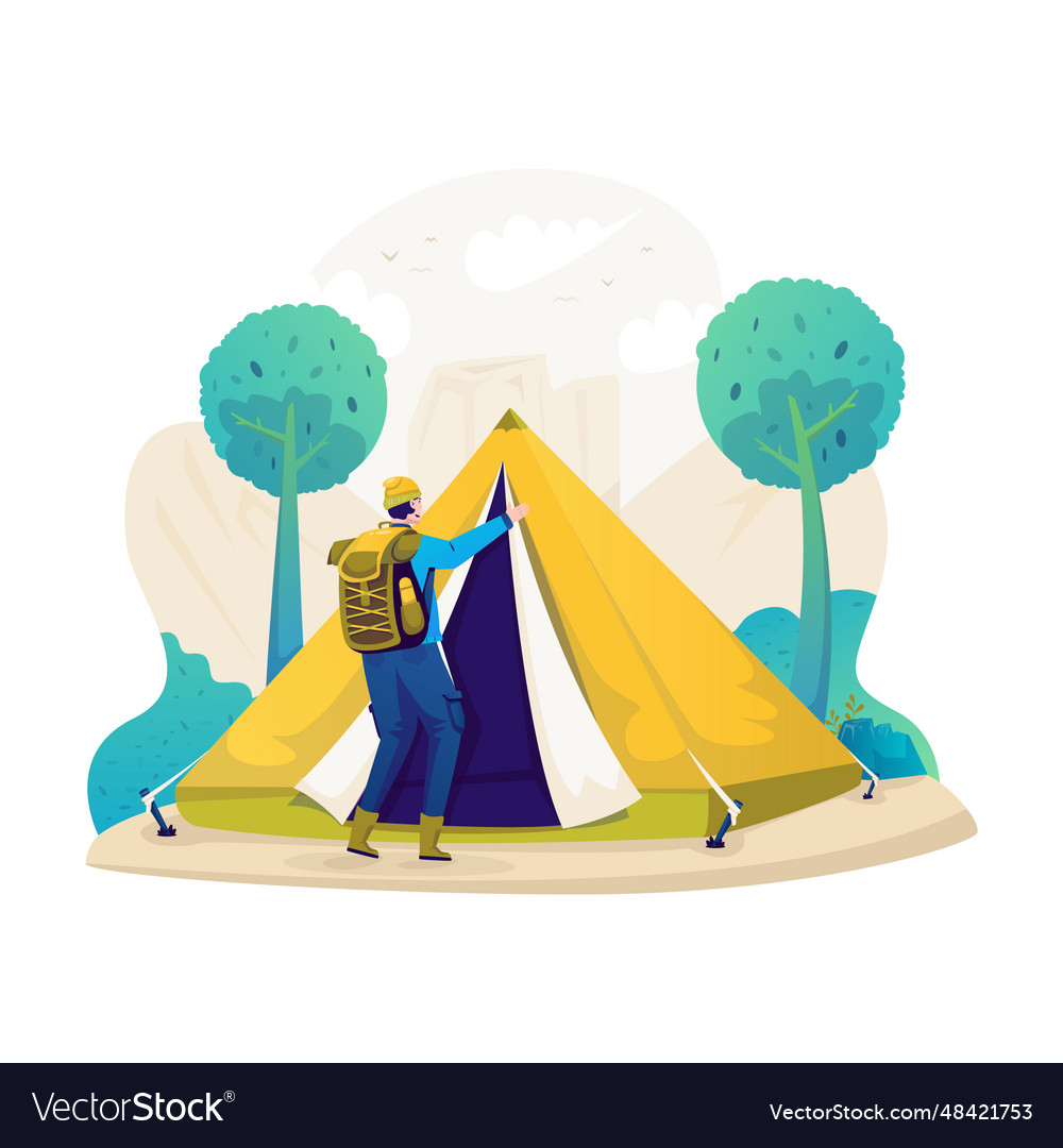 Summer camping flat design