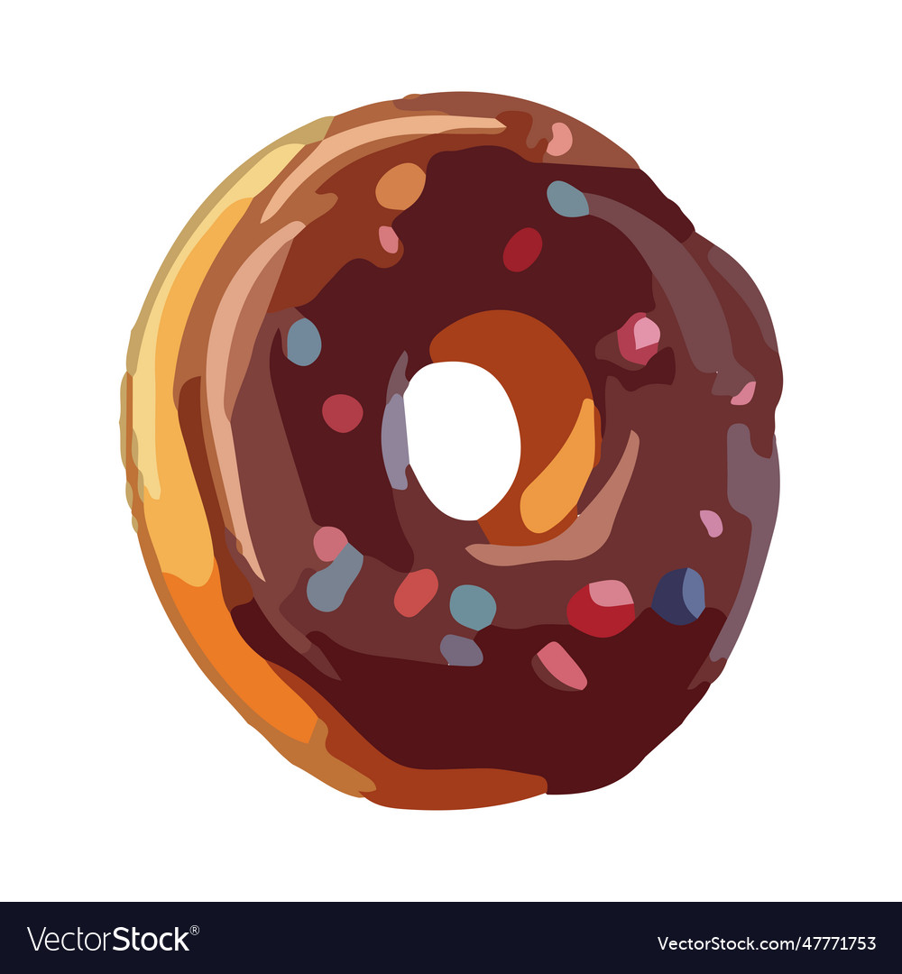 Sweet Donut Snack With Chocolate Icing And Cream Vector Image