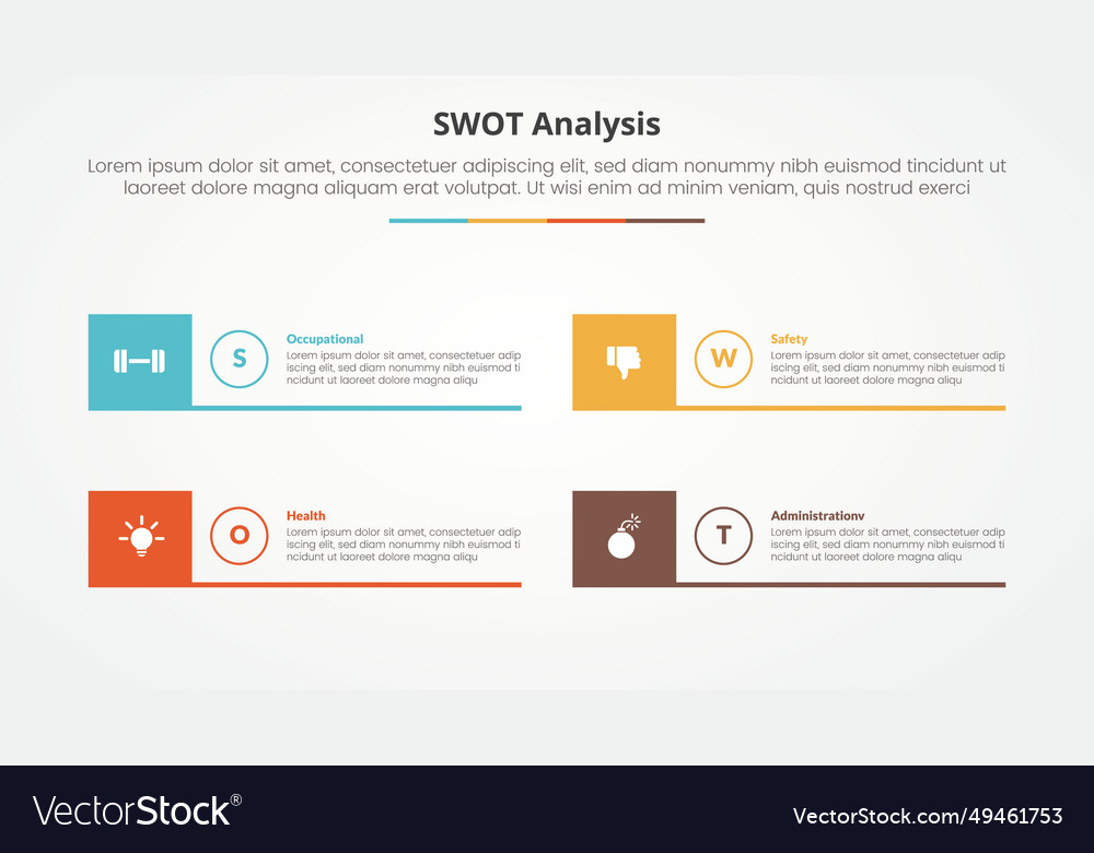 Swot business framework strategic template Vector Image