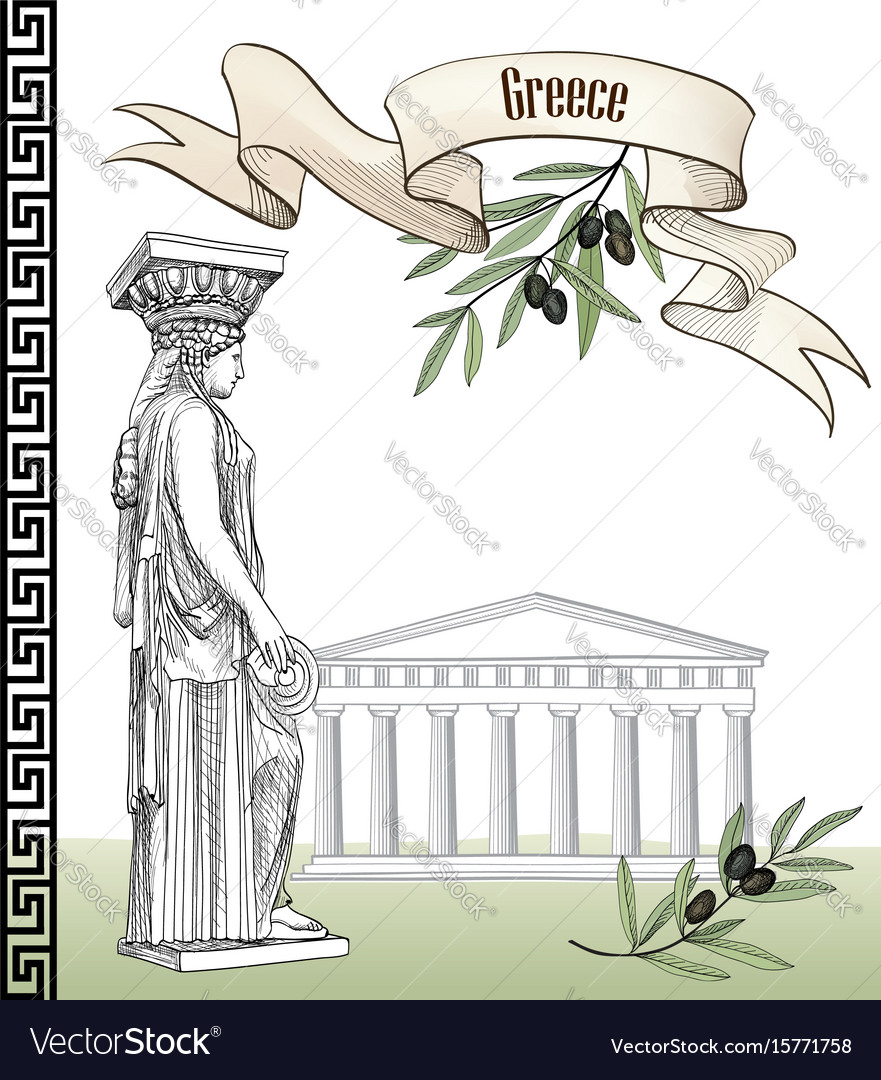 Ancient greek sign set travel greece background Vector Image