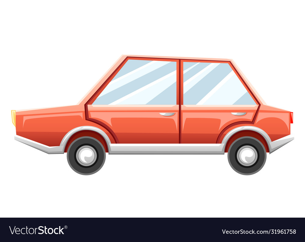 Cartoon car isolated on white background red car Vector Image