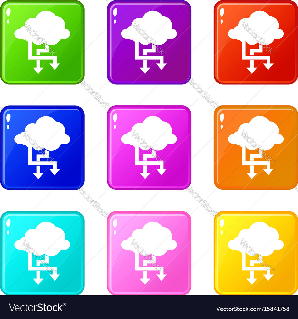 Cloud and arrows icons 9 set Royalty Free Vector Image