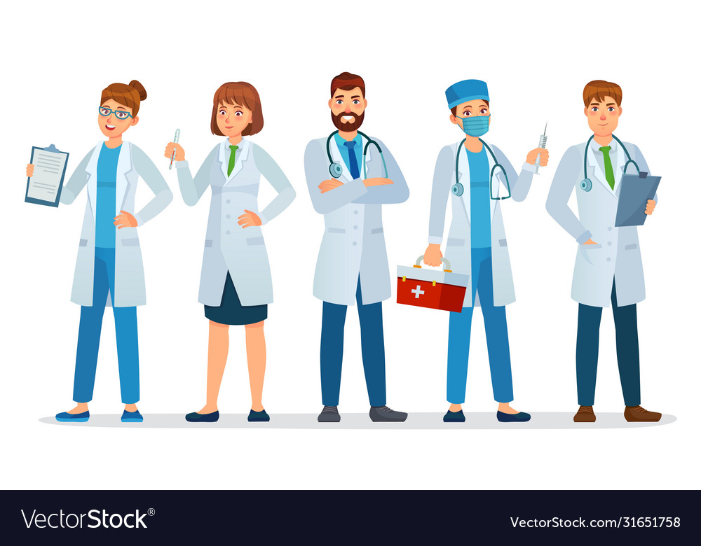 Doctors team healthcare workers medical hospital Vector Image