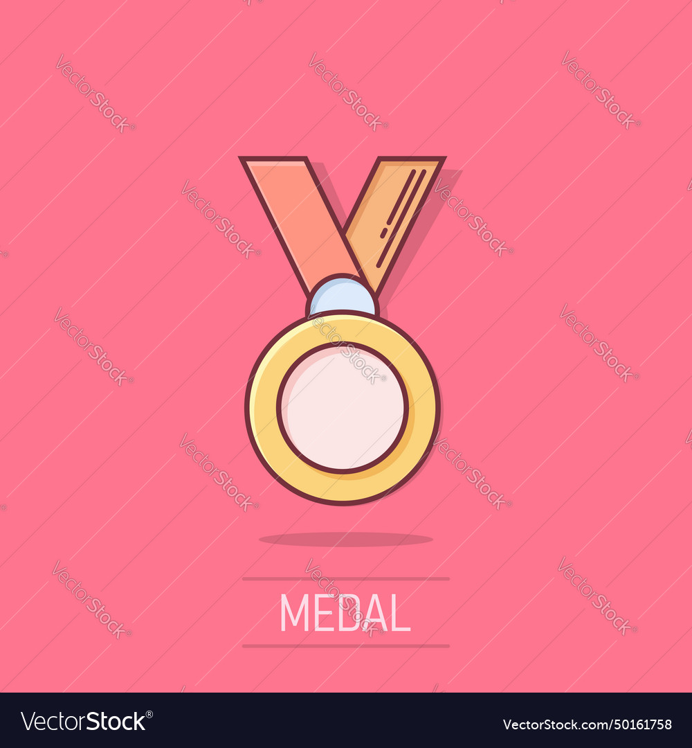 Medal icon in comic style prize cartoon sign Vector Image