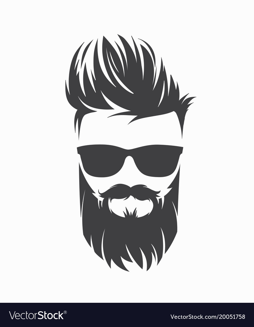 Mens Hairstyle With Beard Mustache Royalty Free Vector Image