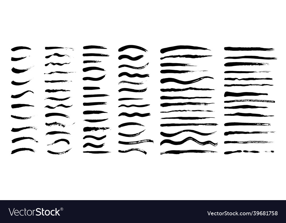 Set grunge artistic brush strokes brushes vector image Set grunge artistic brush strokes brushes