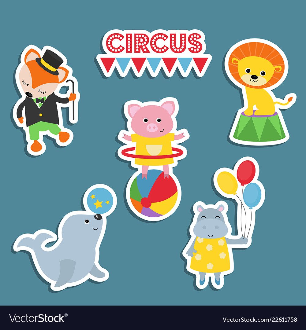 Set of circus animals of circus animals Royalty Free Vector