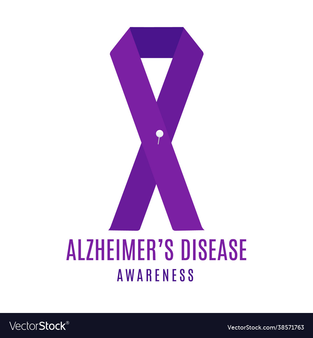 Alzheimer disease awareness ribbon with a pin Vector Image