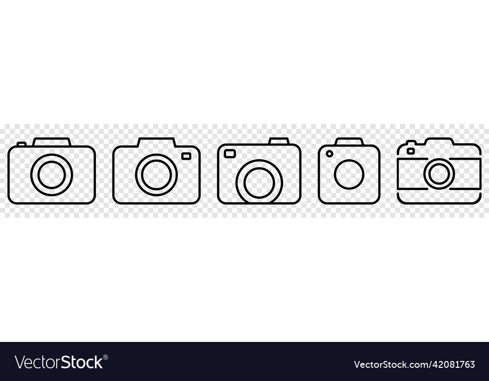 Camera line icons set vector image Camera line icons set
