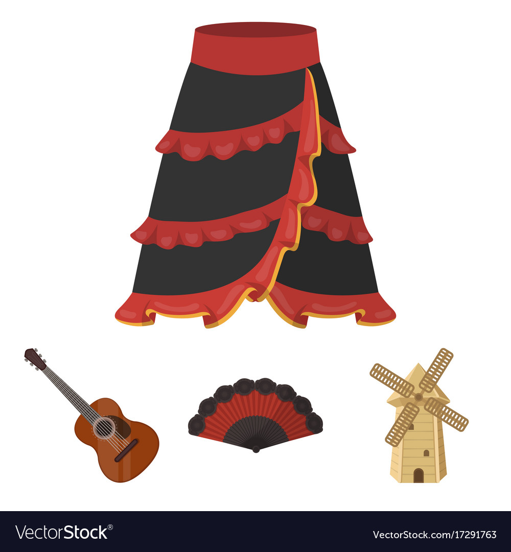 Fan spanish mill guitar skirt for national Vector Image