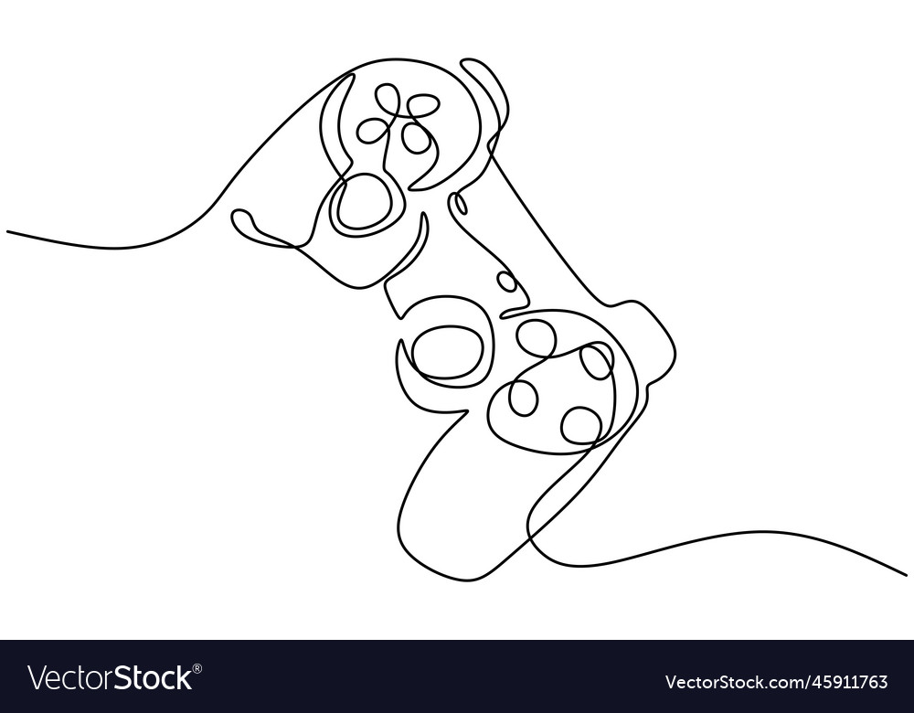 One continuous line drawing of joystick a game Vector Image