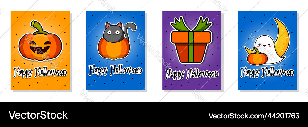 Set of halloween cards halloween elements Vector Image