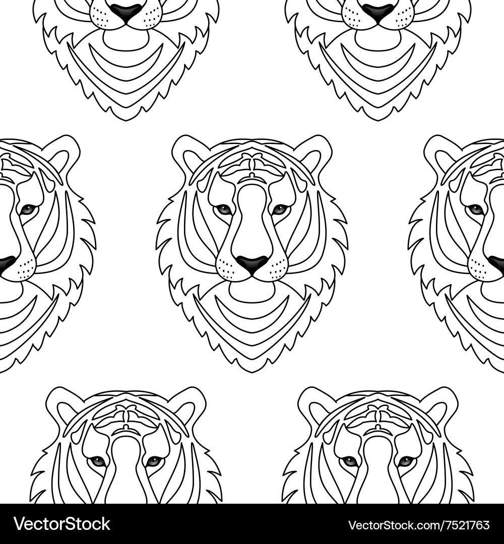 Tiger seamless pattern Royalty Free Vector Image
