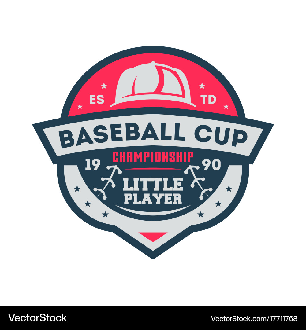 Baseball cup for little player vintage label Vector Image