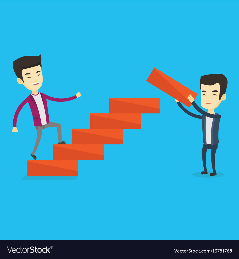 Business man runs up the career ladder Royalty Free Vector