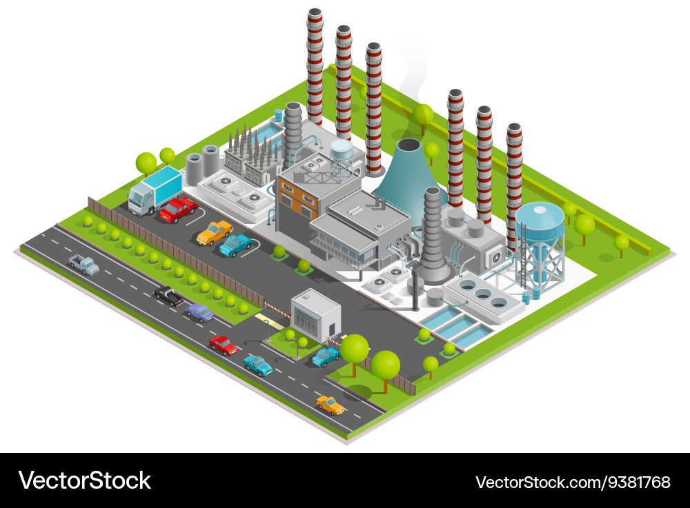 Chemical Plant Isometric Concept Royalty Free Vector Image
