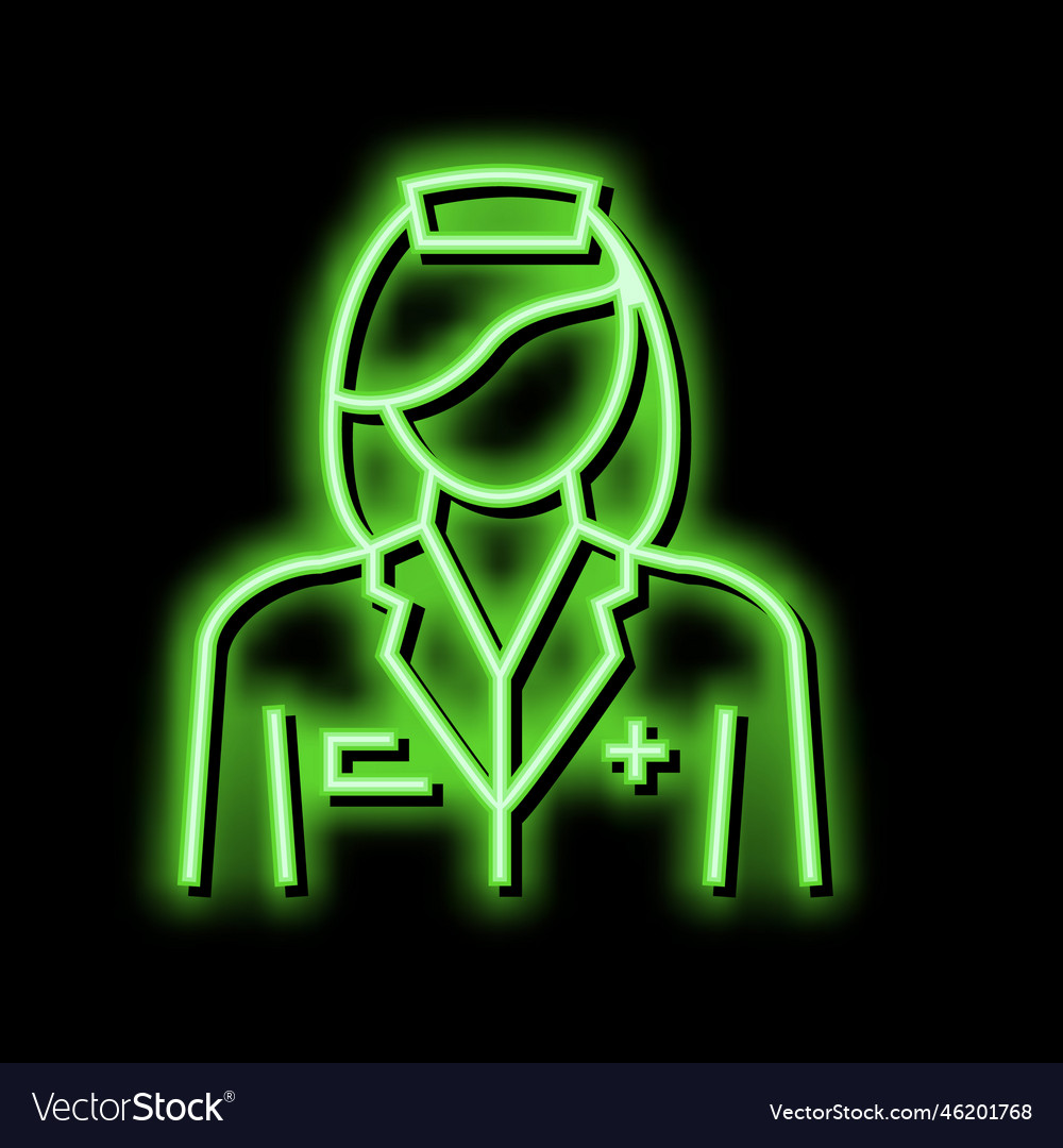 Nursing home worker nurse neon glow icon Vector Image