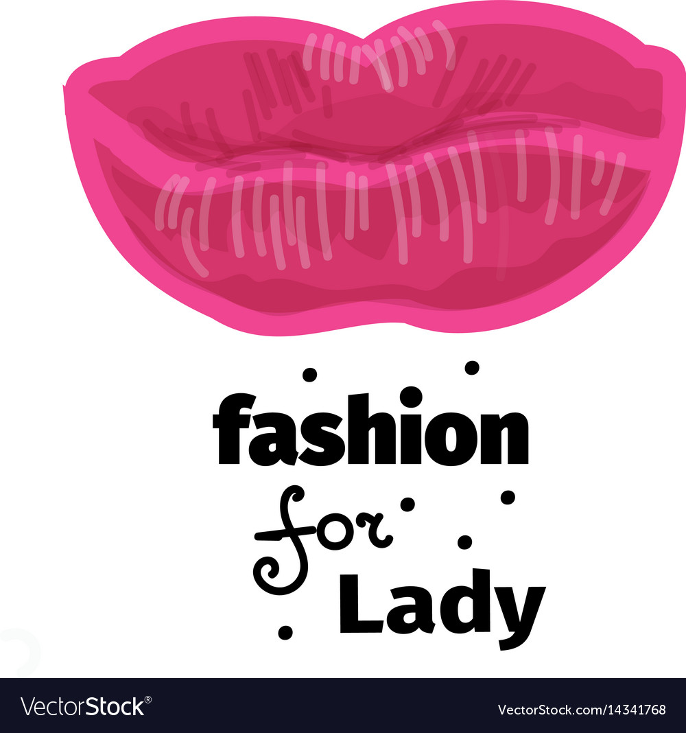 Pink lips for print logo Royalty Free Vector Image