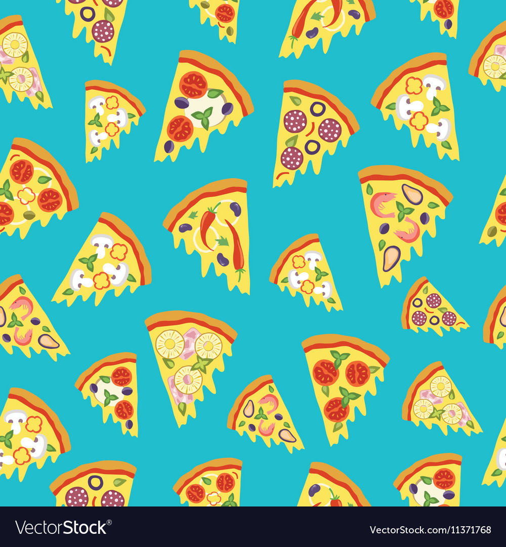 Seamless pattern with slices of pizza