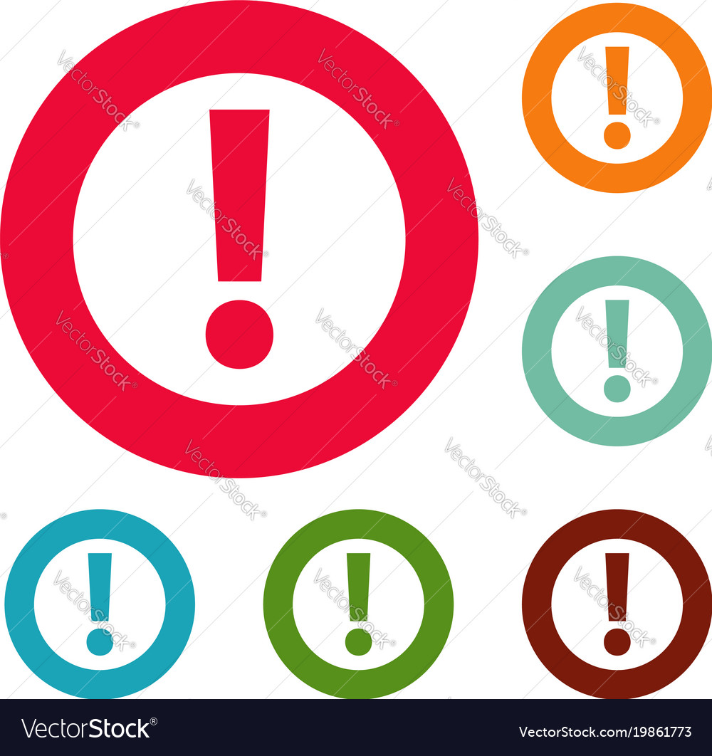 Exclamation point icons circle set Royalty Free Vector Image