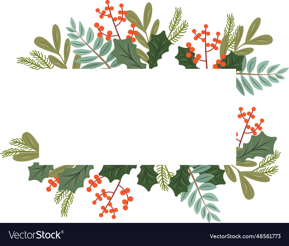 Rectangle christmas frame wreath Royalty Free Vector Image