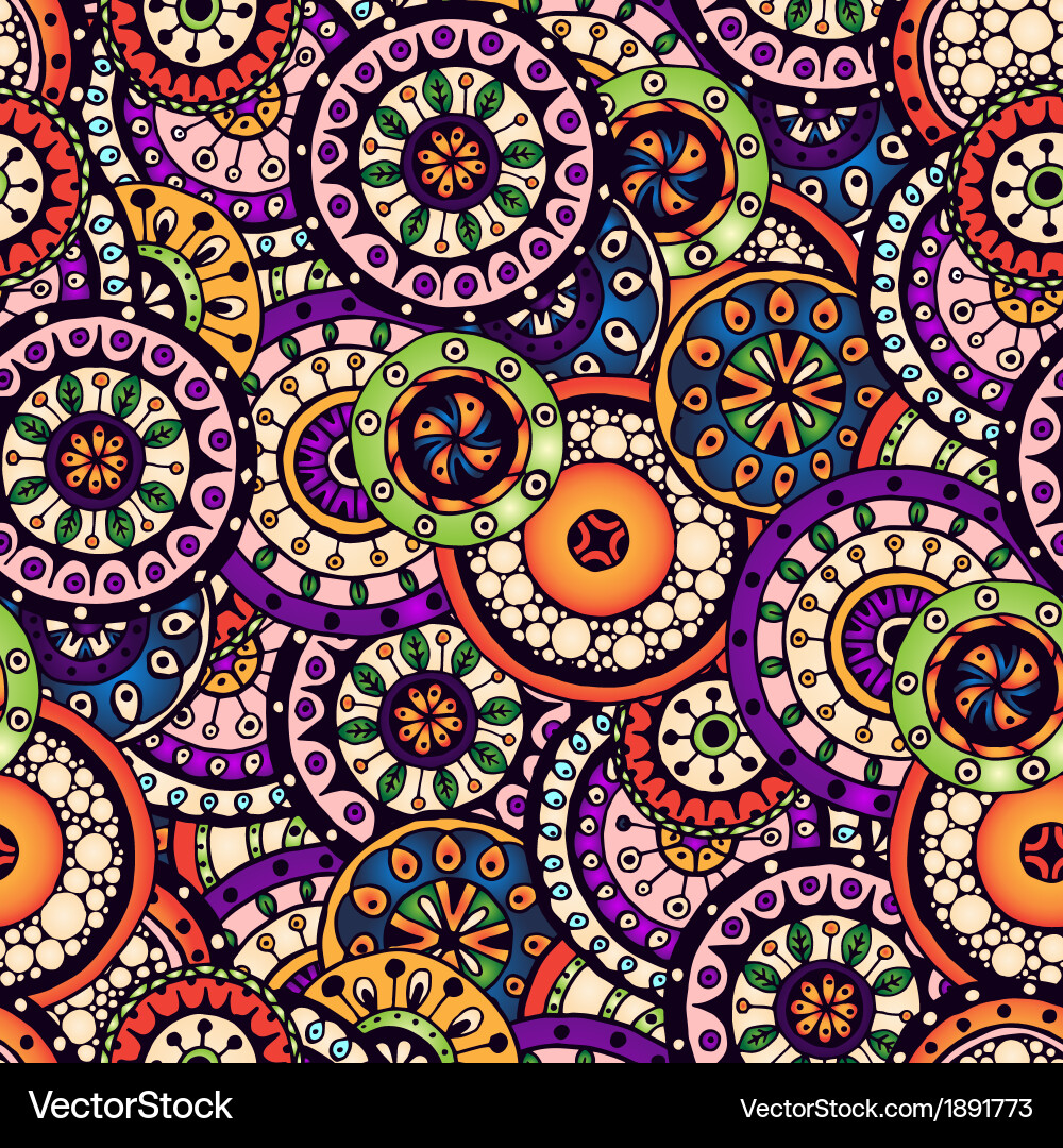 Seamless abstract doodle flower pattern Royalty Free Vector