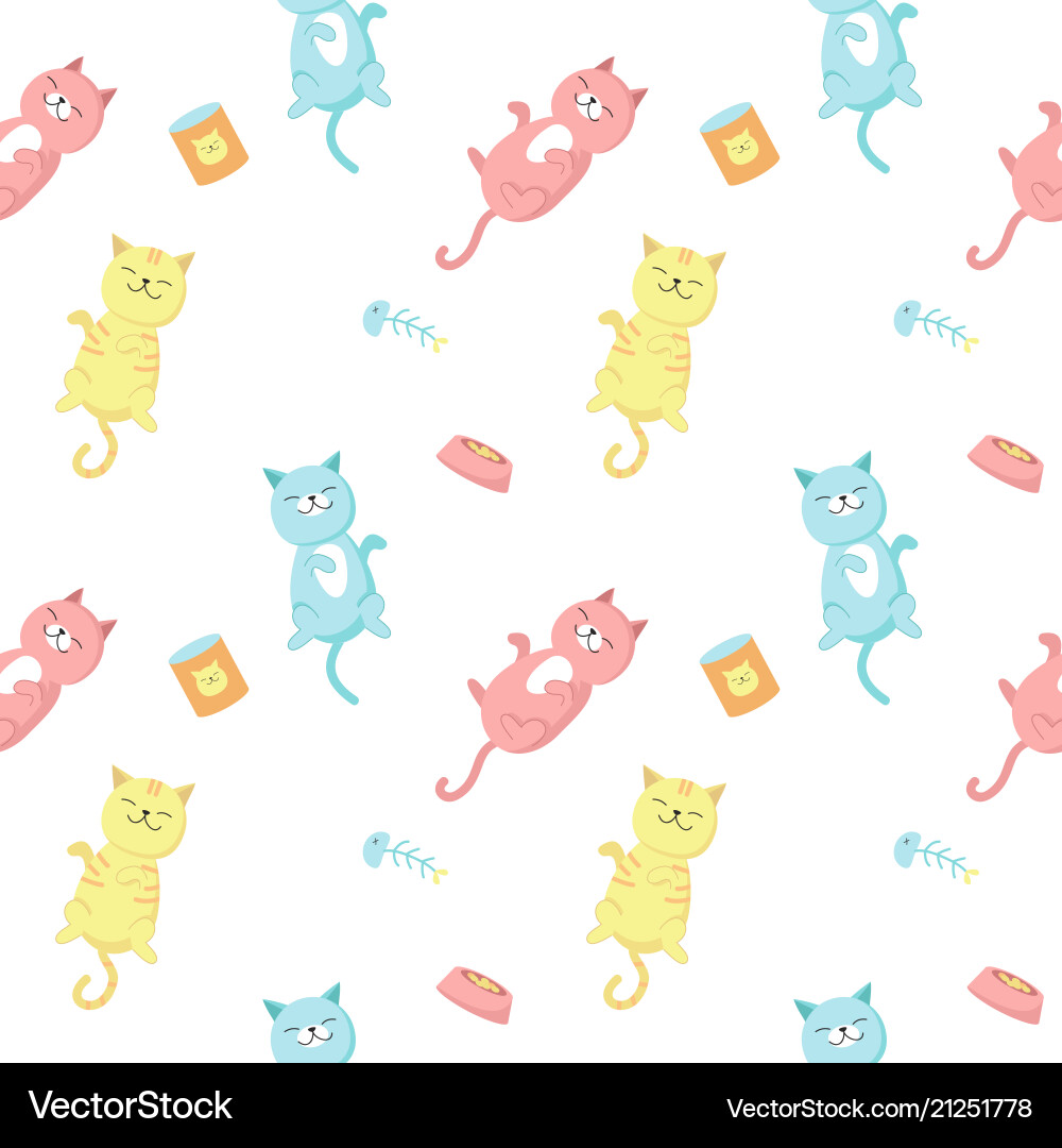 Funny cats seamless pattern Royalty Free Vector Image