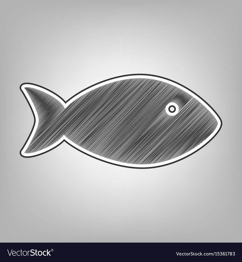 Color pencil drawing of fish with long fins Vector Image