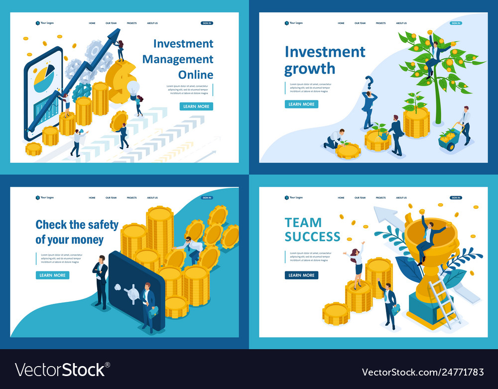 Isometric investments growth team success Vector Image