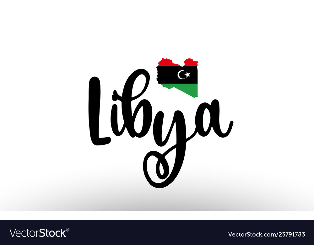 Libya country big text with flag inside map Vector Image