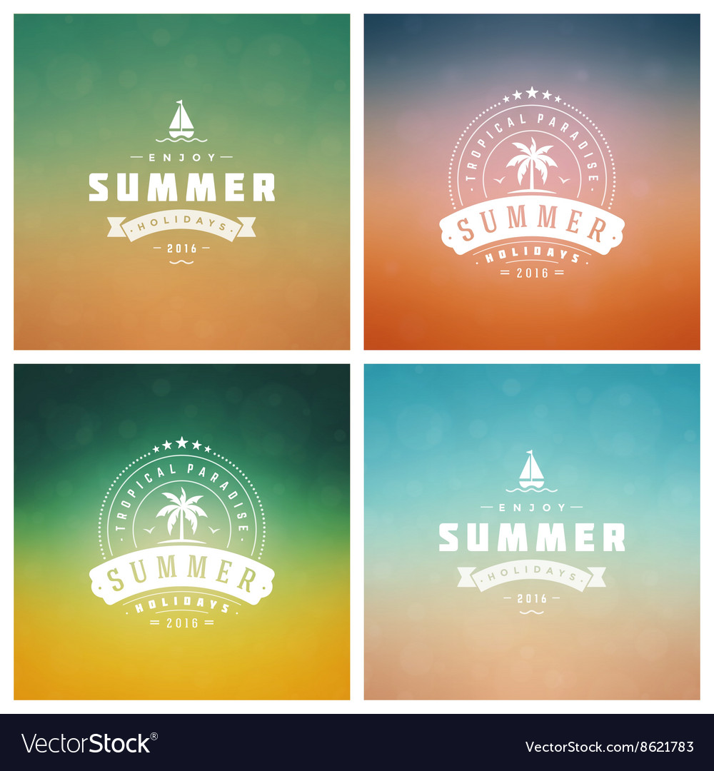 Summer holidays retro typography labels or badges Vector Image