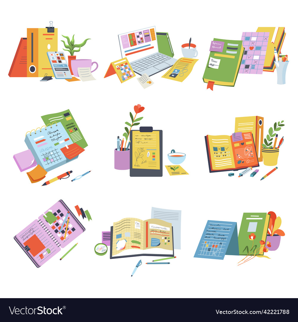 Calendars and planners organizers notebooks Vector Image