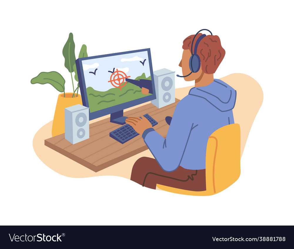 playing computer games clipart