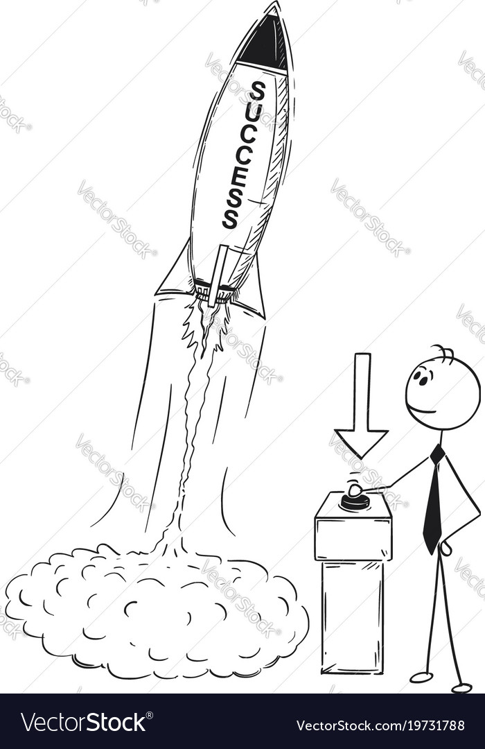 Conceptual cartoon of start up of business rocket Vector Image