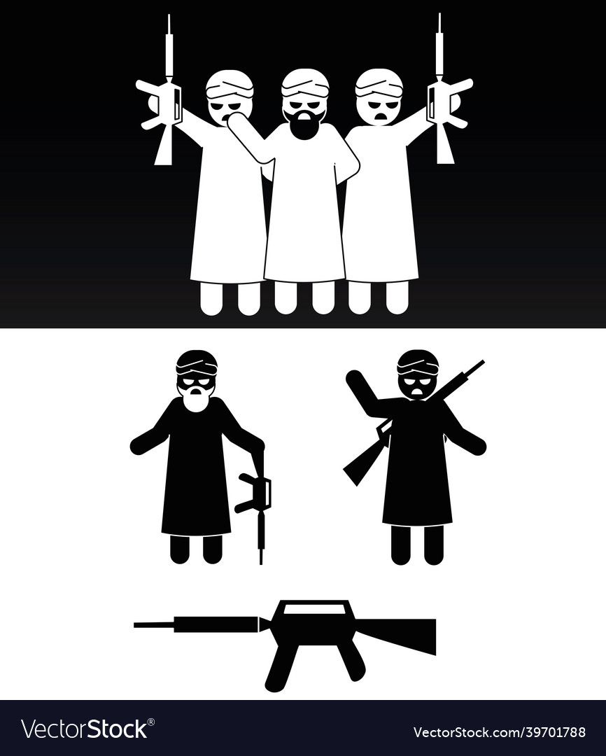 Extremists fighter people Royalty Free Vector Image