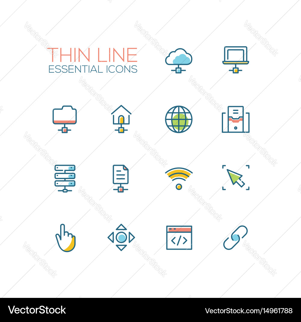Network data - modern single thin line Royalty Free Vector