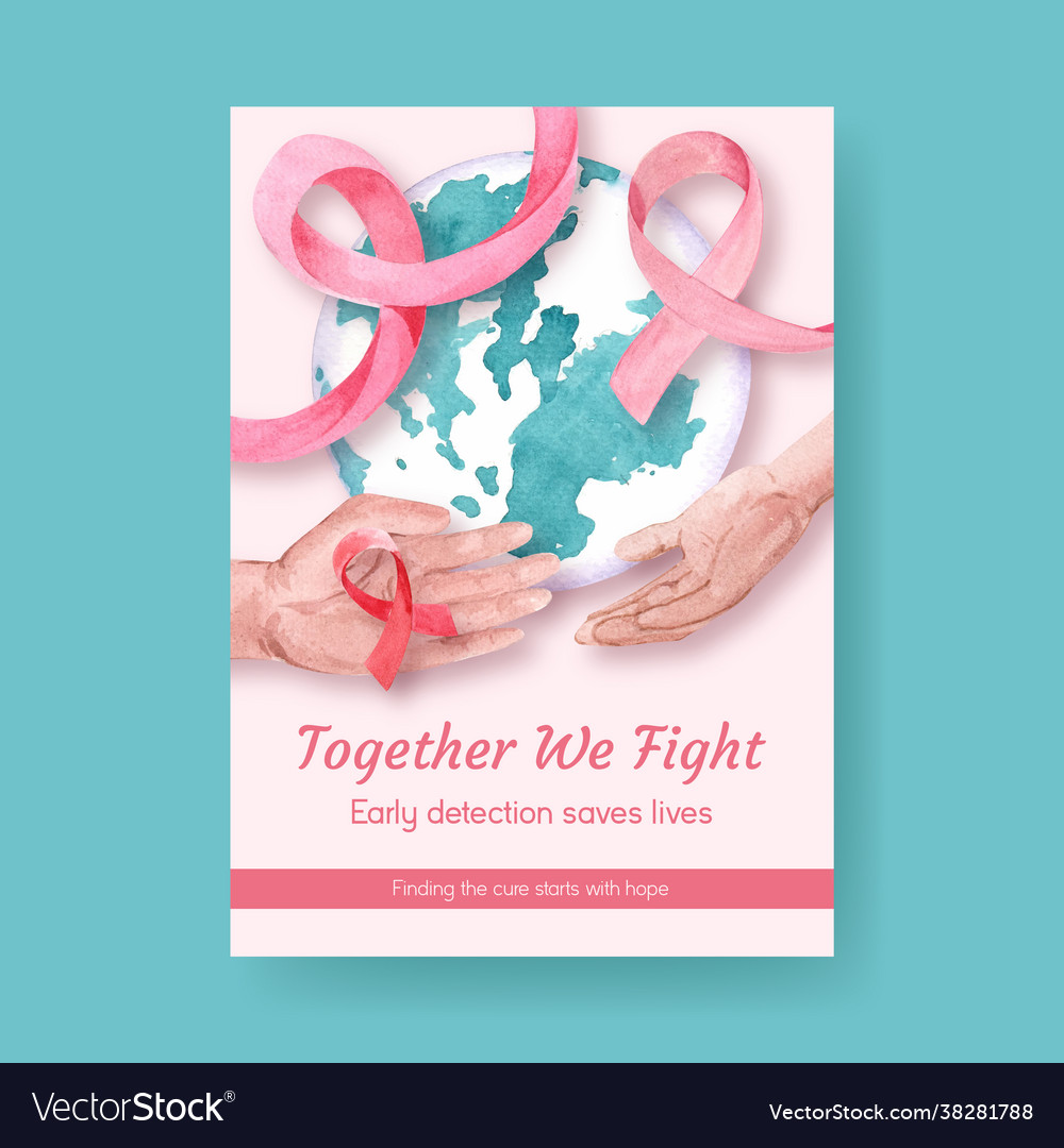Poster template with world cancer day concept Vector Image