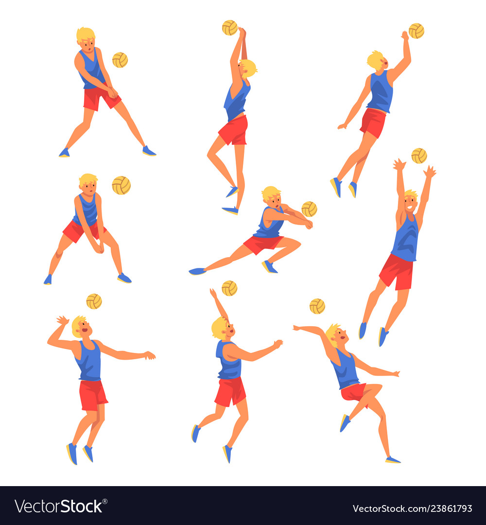 Male volleyball player playing wit ball set Vector Image