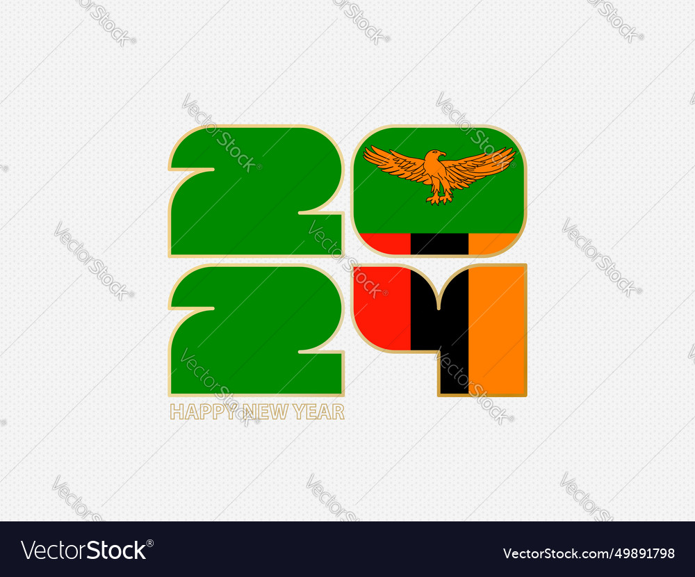 Abstract numbers 2024 with flag of zambia Vector Image