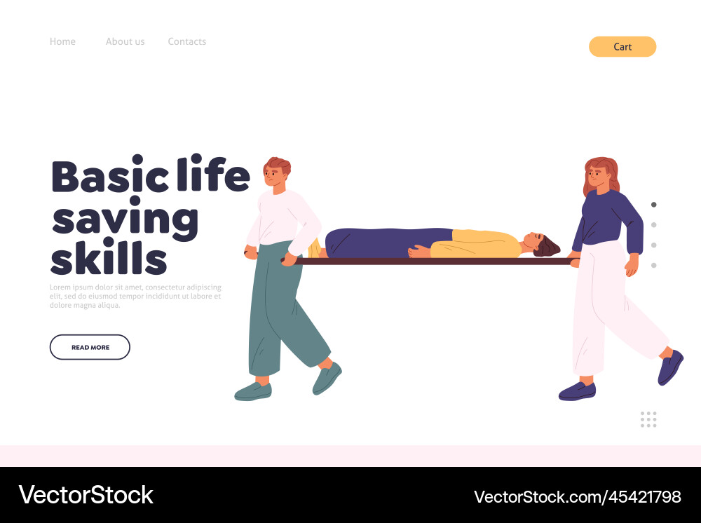 Basic life saving skills concept of landing page Vector Image