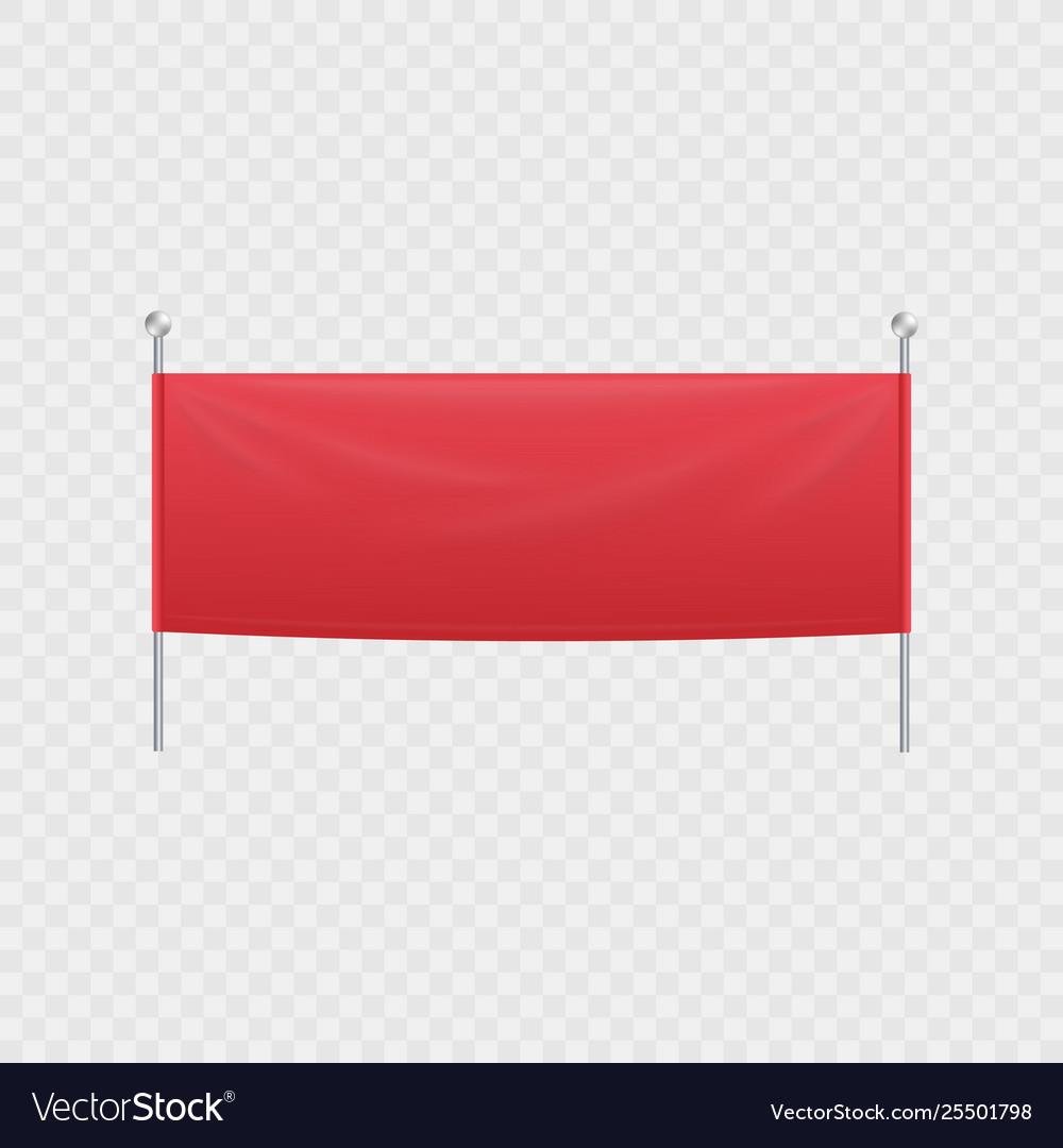 Blank red textile horizontal banner or billboard