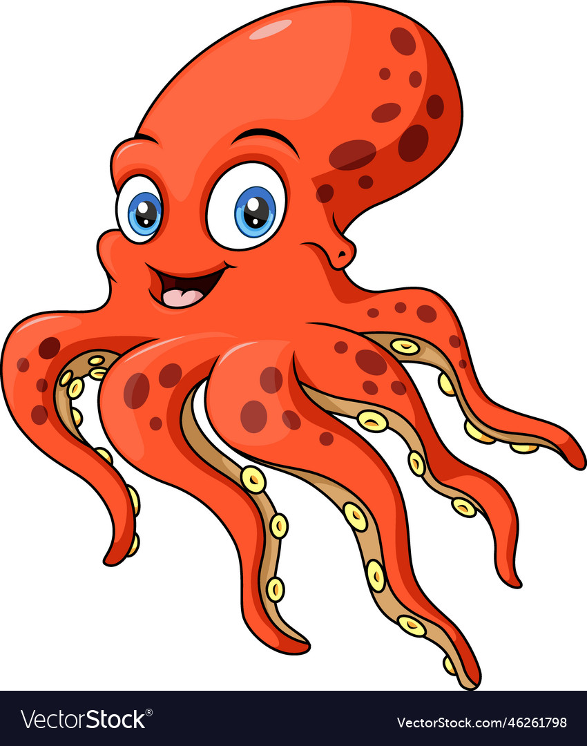 Cute octopus on white background Royalty Free Vector Image